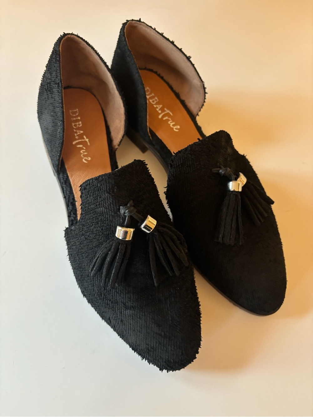 Diba True Black Tassel Pointed Loafers